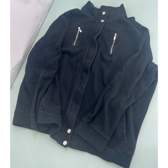 Lauren Ralph Lauren Jacket Womens Plus Size 2X Full Zip Ribbed Black 100% Cotton - Picture 1 of 3